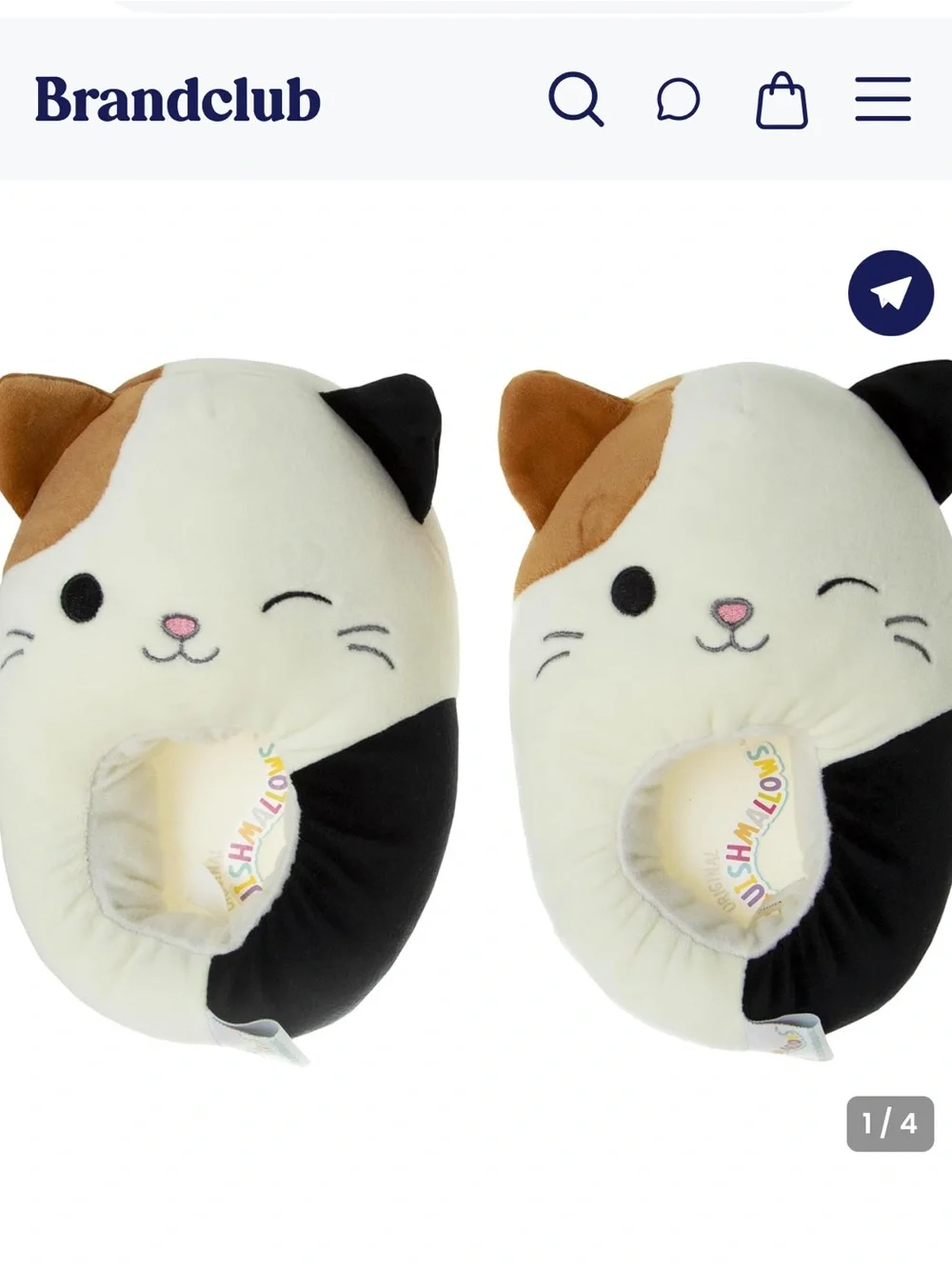 Squishmallows Kids Cat Slippers – White, Brown, Black
